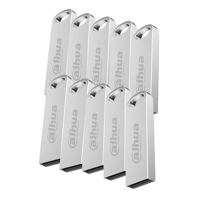 Dahua Kit De 10 Memorias U106 Usb Flash Drive 32gb Diseño Metálico 2.0 Lectura De Hasta 25 Mbs Escritura De Hasta 10 Mbs Ideal Para Todo Tipo De Trabajo Um110-usb-u106-20-32gb Plateadas