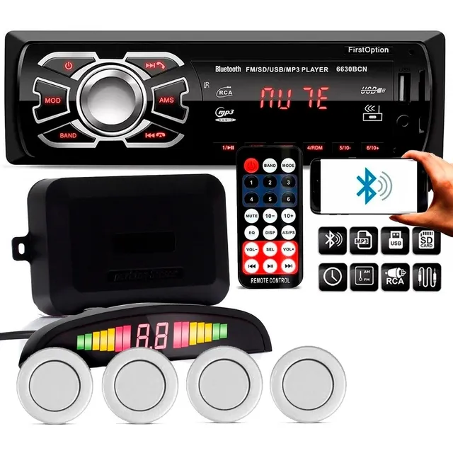 Radio Bluetooth Usb Pen Drive + Sensor Estacionamento Ré 