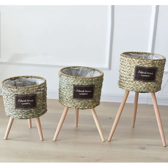 Set 3 Macetas Seagrass Yute Fibras Naturales Canastos Lcm