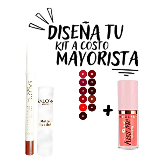 Kit Labial Barra Matte Con Delineador Salome Blanco