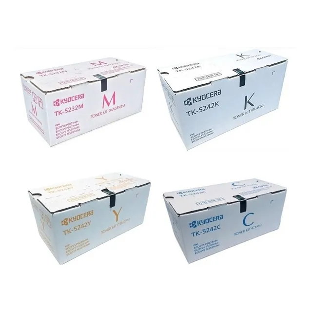 Kit De Toner Tk-5242 Cian, Magenta, Amarillo Y Negro