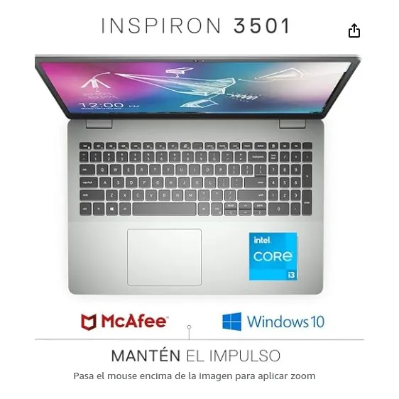 Laptop  Dell Inspiron 3501 Plata, Intel Core I3, 8gb, 256gb