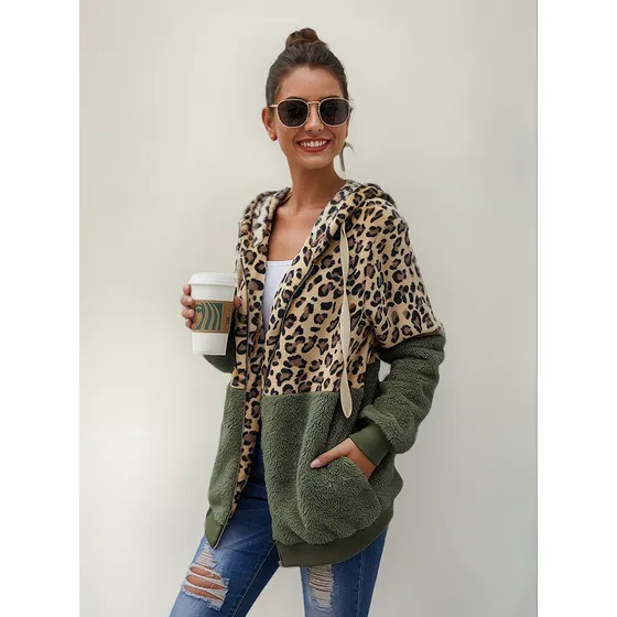 Campera Con Capucha Combinado Animal Print Polar Uniteduy