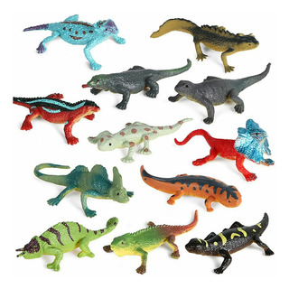 Kit Com 12 Lagarto De Borracha Reptil Realista Diversão Kit Com 12 Lagarto De Borracha Reptil Realista Diversão