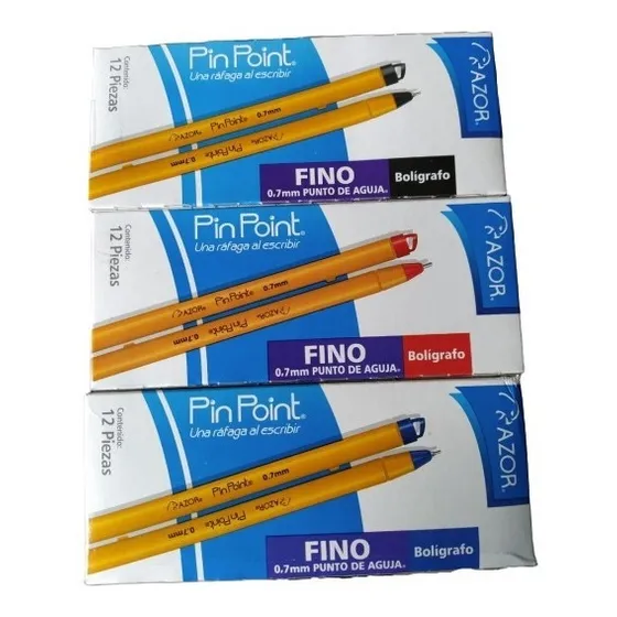 3 Cajas De Lapiceros Pinpoint (1 Azul, 1 Negra Y 1 Rojo)