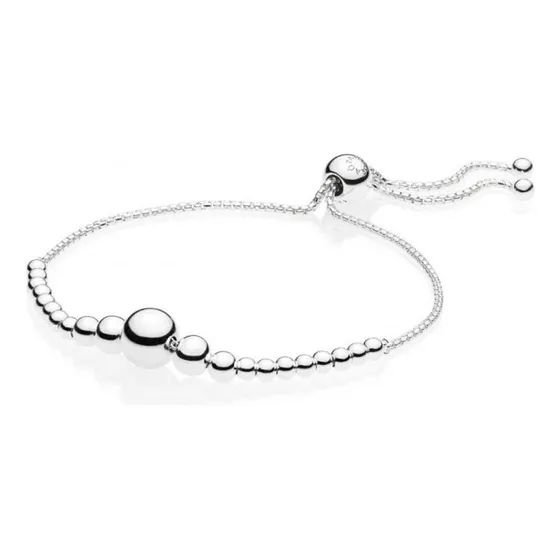 Brazalete Sarta De Cuentas Deslizable Pandora Original Usado Plateado 18 Cm
