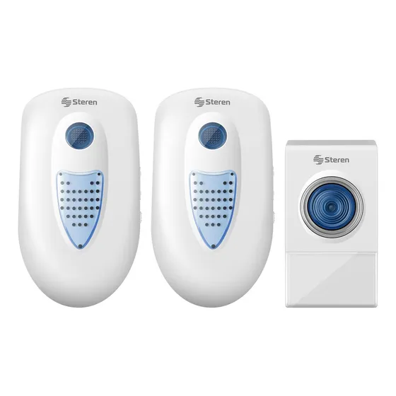 Steren TIM-305 color blanco timbre inalámbrico digital con 2 campanas 38 tonos