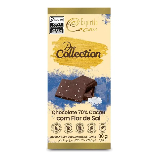 Tablete De Chocolate 70% Cacau C/ Flor De Sal - 80g