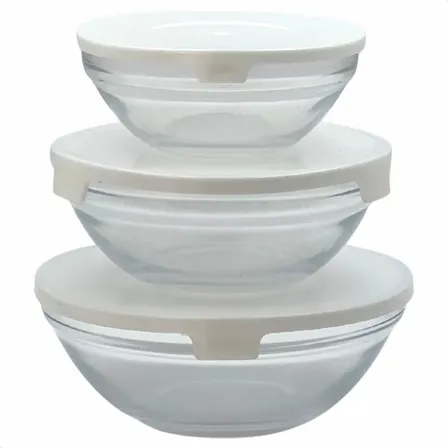 Conjunto 3 Potes De Vidro Com Tampa Organizadores Cozinha