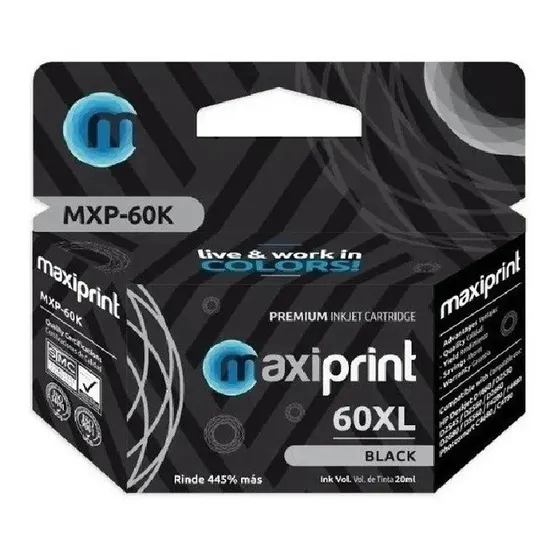 Cartucho Hp 60 Xl Negro Compatible Maxiprint D1660 2680 4280