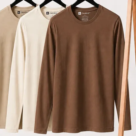 Kit 3 Camiseta Manga Longa Masculina Slim Algodão 30.1 Zaroc