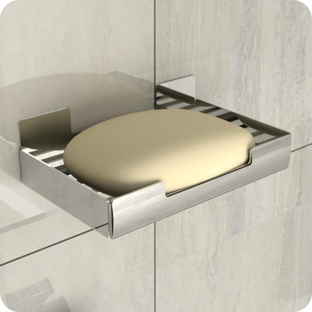Saboneteira De Parede Inox Adesivo Sem Furo ELG Cor Prateado Saboneteira De Parede Inox Adesivo Sem Furo ELG Cor Prateado