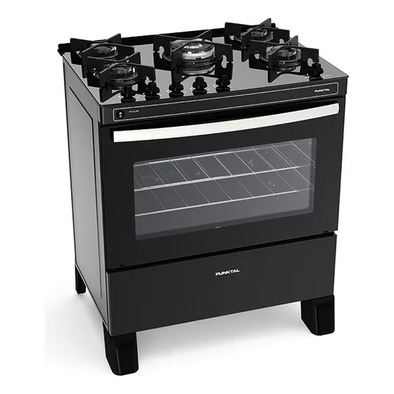 Cocina A Gas Punktal Gl5b 5 Hornallas Mesa Vidrio Templado