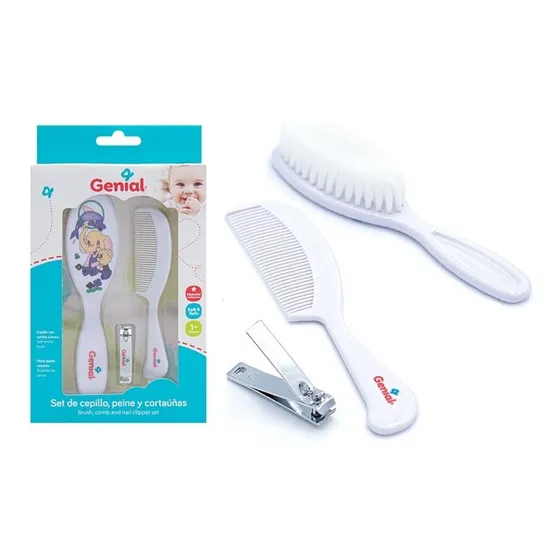 Juego Set Kit 3 Piezas Cepillo Peine Corta Uñas Bebe Genial