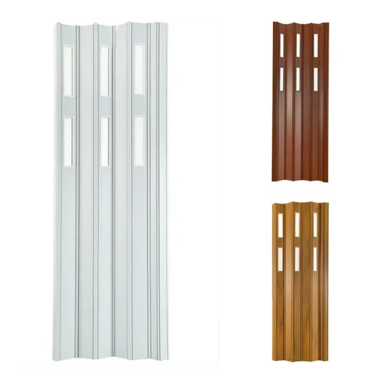 Puerta Plegable Reforzada Vidriada Doble Pvc A Medida Blanca