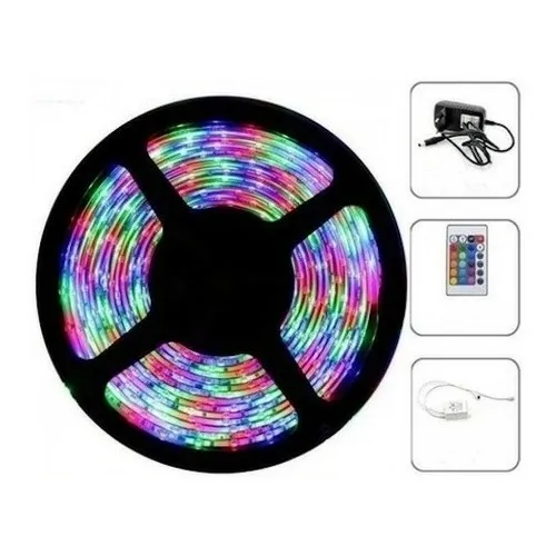 Cinta Luz Led De 5 Metros Rbg Con Su Control, Carrete De Luz