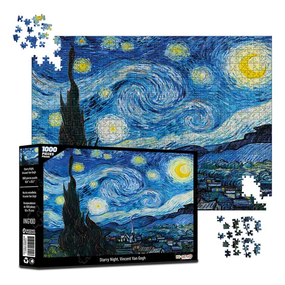 Rompecabezas 1000 Piezas Starry Night Arte Van Gogh Puzzle para familia adultos niños 70x50cm Grande ING100