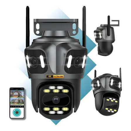 Câmera Ptz Externa 9 Mp Wifi Com Lente Tripla + Alarme Sono Cinza-escuro
