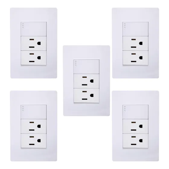 Kit 5 Placas Interruptor Contactos Linea Pro Blanca Supplier