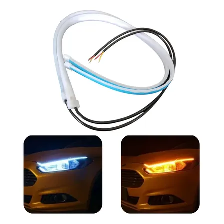 Fita Led Automotiva 60cm 12v Farol Drl + Seta Sequencial Par
