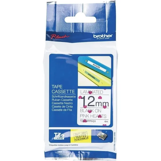 Cinta Brother P/rotul Tzempph31 Negro S/ Blanco C/corazones
