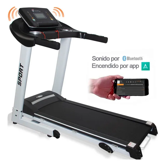 Caminadora Electrica Centurfit 2.75hp Bluetooth Inclina App Color Negro/Plateado