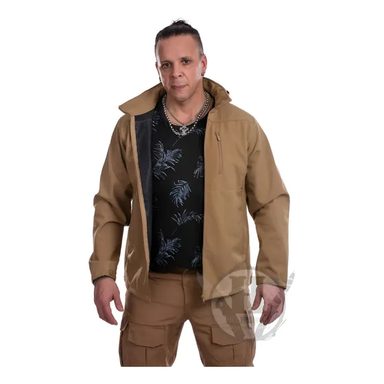 Campera Tactica Neoprene Softshell Micropolar Capucha Coyote