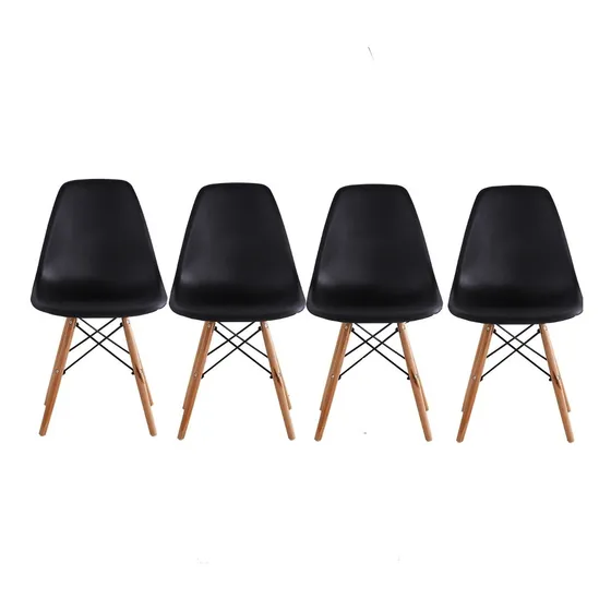 Set De 4 Sillas Modernas Eames Negro Begônia