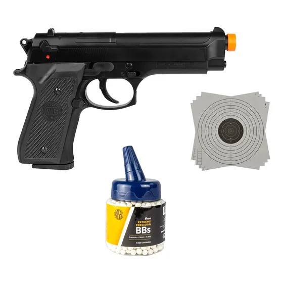 Arma Spring Kwc Beretta M92 + Bbs 0.20 + Alvo
