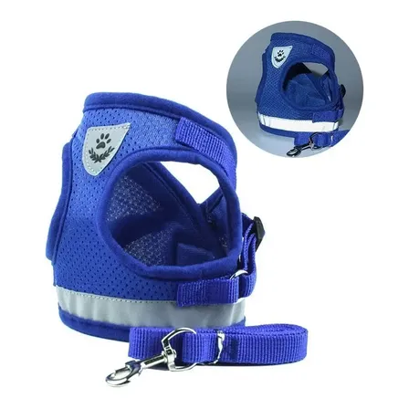 Coleira Peitoral Para Cachorro Pet Colete Refletivo + Guia Cor Azul Reflexível Tamanho Da Coleira Gg