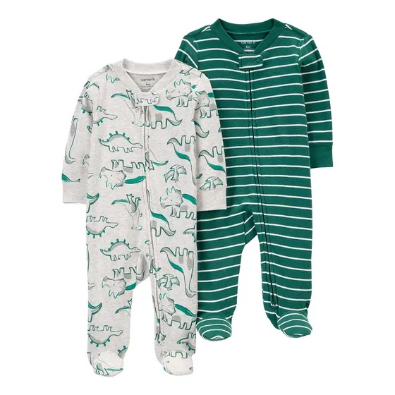 Carter´s Pack 2 Osito Pijama Algodon Cierre Dinosaurios