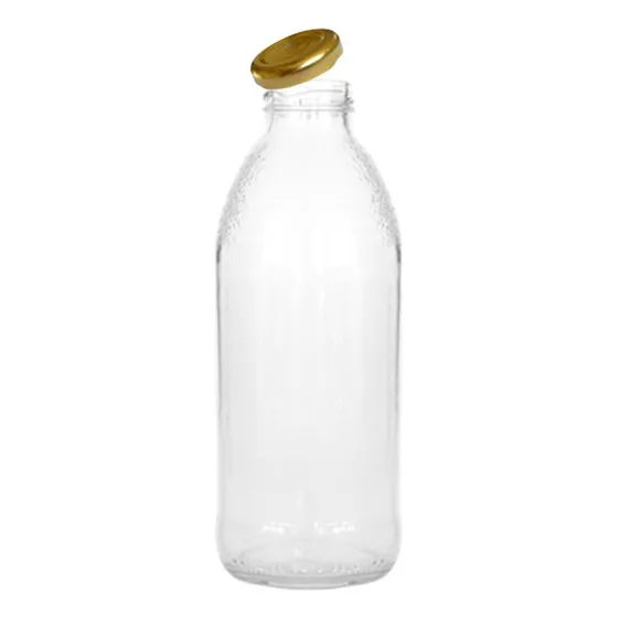 Botella De Vidrio Para Jugo  475cc Con Tapa Metálica