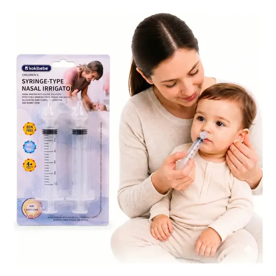 Jeringa Limpieza Nasal Bebe Silicona Suave 10ml Pack 2 Blanco