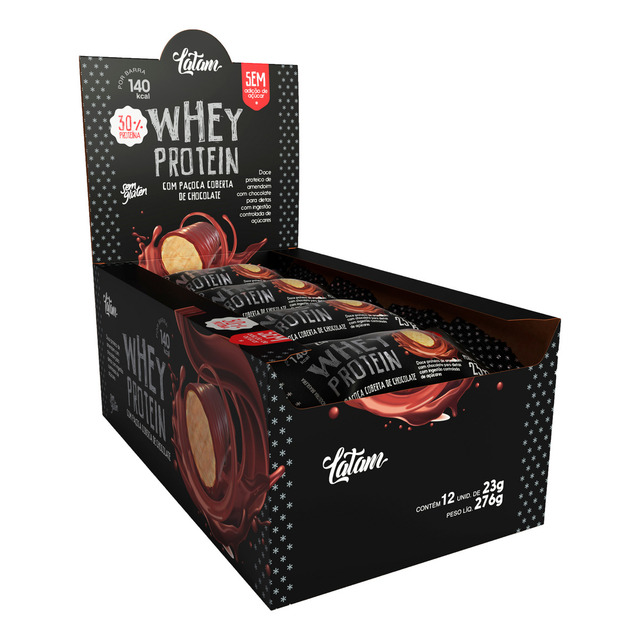 Latam Fit Paçoca C/ Whey Protein Chocolate Zero 12 Unidades