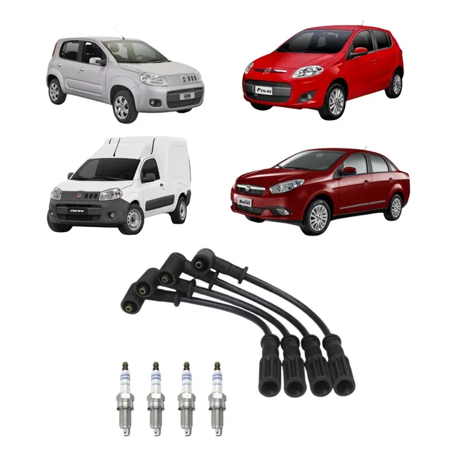 Juego De Cables Y Bujias Bosch Fiat Fioruno Fire Evo 1.4 8v
