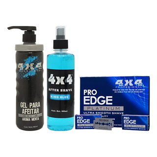 Basicos Barberia 4x4 Gel Afeitar, After Shave + 100 Navajas Basicos Barberia 4x4 Gel Afeitar, After Shave + 100 Navajas
