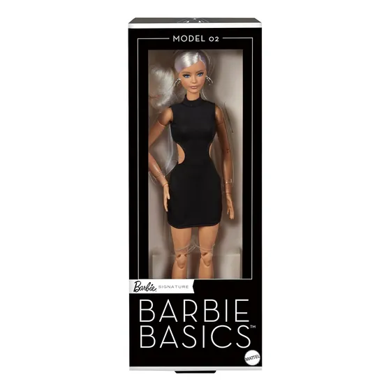 Muñeca Barbie Cabello Rubio Vestido Negro Cuerpo Flexible