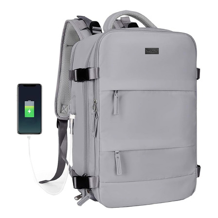 Mochila Viaje Carry On Avion Porta Notebook Waggs Color Gris Diseño De La Tela Liso Mochila Viaje Carry On Avion Porta Notebook Waggs Color Gris Diseño De La Tela Liso