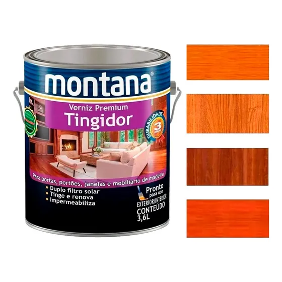 Verni Tingidor Duplo Filtro Solar Montana 3,6 Lt Em Cores Acabamento Brilhante Cor Mogno