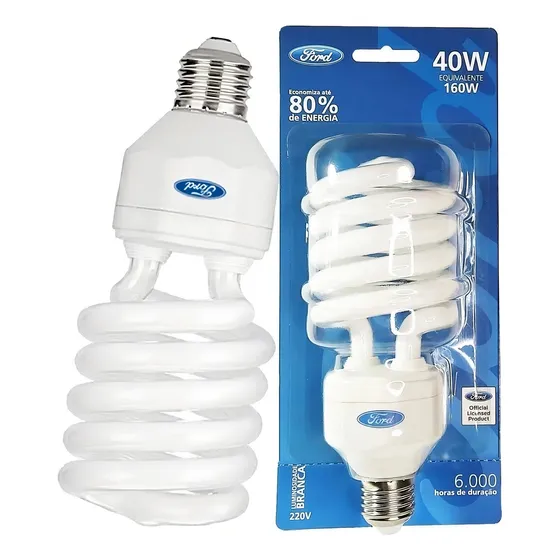 Lâmpada Fluorescente Compacta Espiral 40w 220v E27 Frio Ford Cor da luz Branco Frio | 6400k