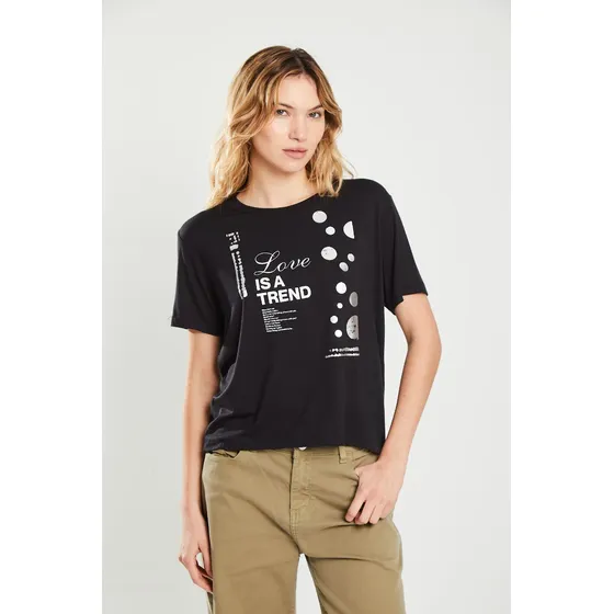 Remera Midi Mc De Viscosa Elastano Negro Koxis Mujer
