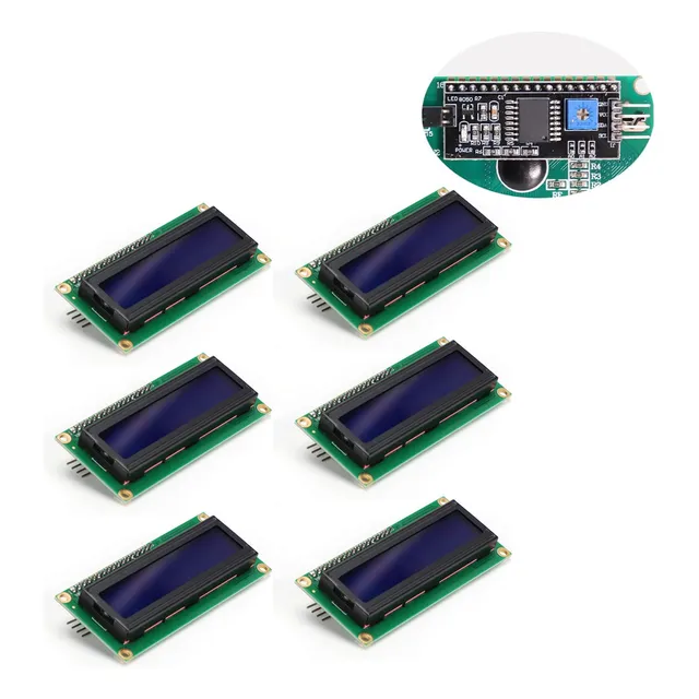 6 Pzs Módulo De Visualización Lcd 1602a De 16 X 2 Caracteres I2c Visualización Azul Retroiluminación Lcd Para Arduino Raspberry Pi