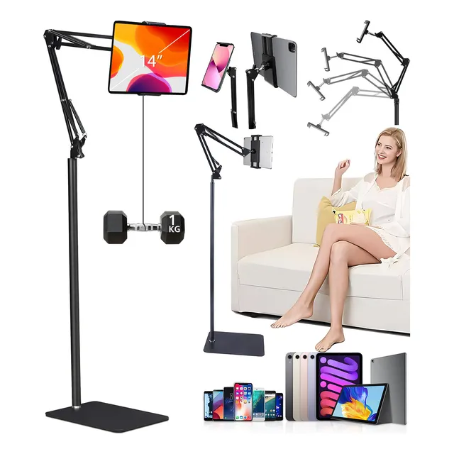 Soporte Suelo Ajustable De 360 Grados Para iPad O Teléfono