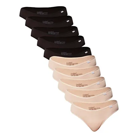 Kit Com 10 Calcinhas Tipo Biquíni Em Algodão Feminina Delrio Preto,areia G