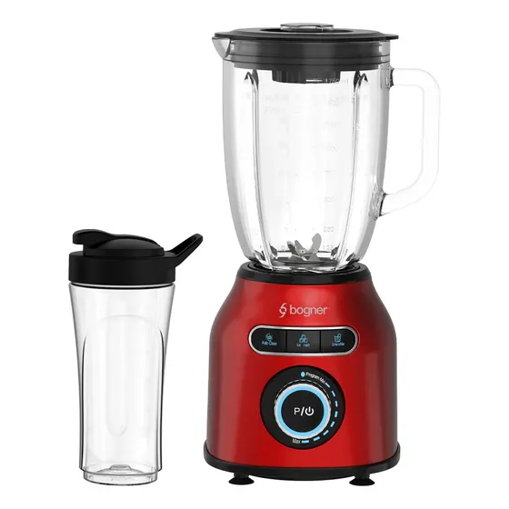 Licuadora 2 En 1 Con Vaso Para Licuados Bogner 1200w Color Roja