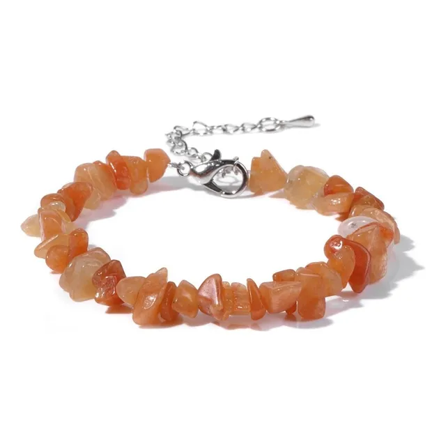 Pulsera Piedra Cuarzo Natural Chips Acero 