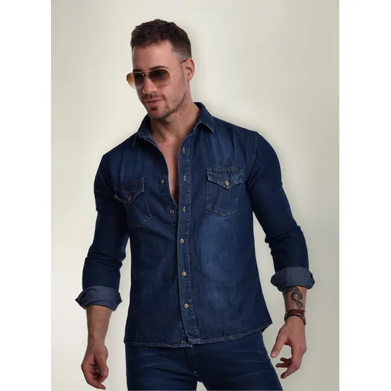 Camisa Jean Clasica Hombre Rigida Talles Especiales Premium