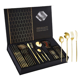 Caja Regalo Para Cubiertos Dorados De Acero Inoxidable 24pcs Caja Regalo Para Cubiertos Dorados De Acero Inoxidable 24pcs