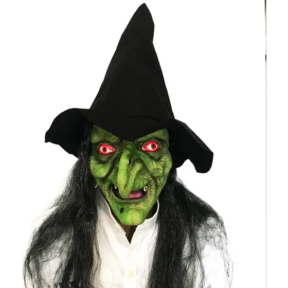 Máscara De Bruxa Com Capuz De Látex De Halloween