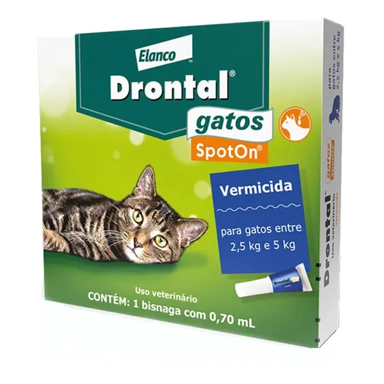 Drontal Gatos Spot On 0,7ml Vermífugo 2,5 - 5,0kg Elanco